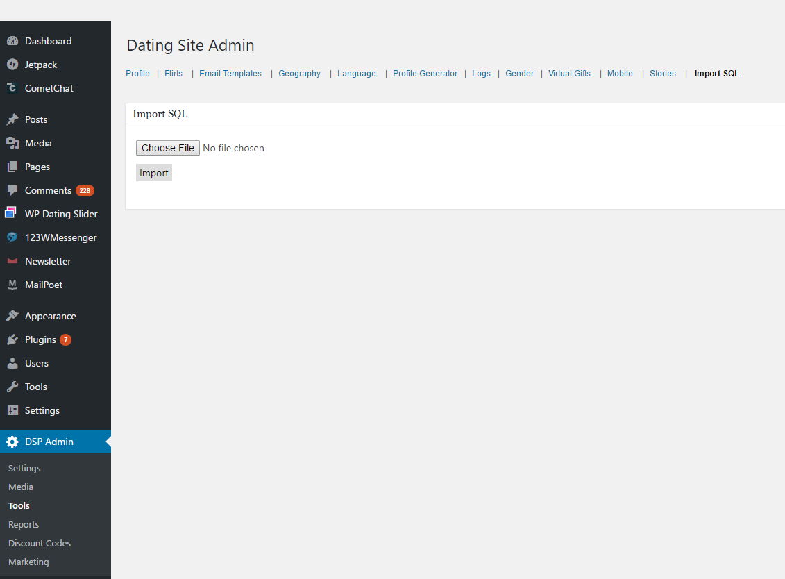 dating site sql