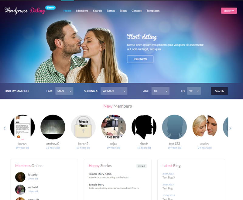 wordpress themes dating site