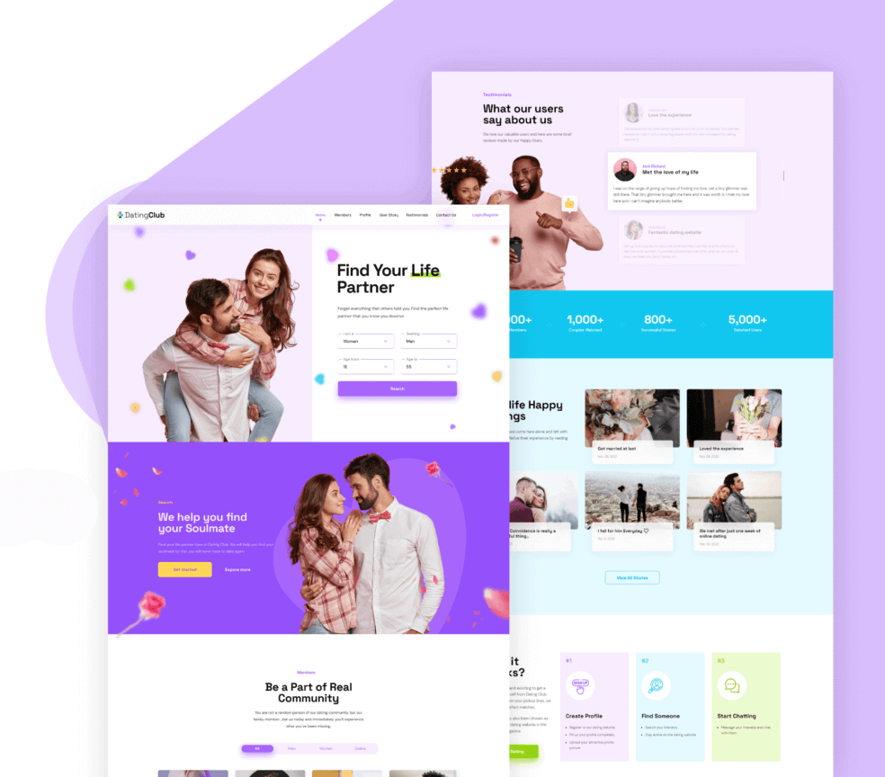 Dating Club WordPress Theme Features